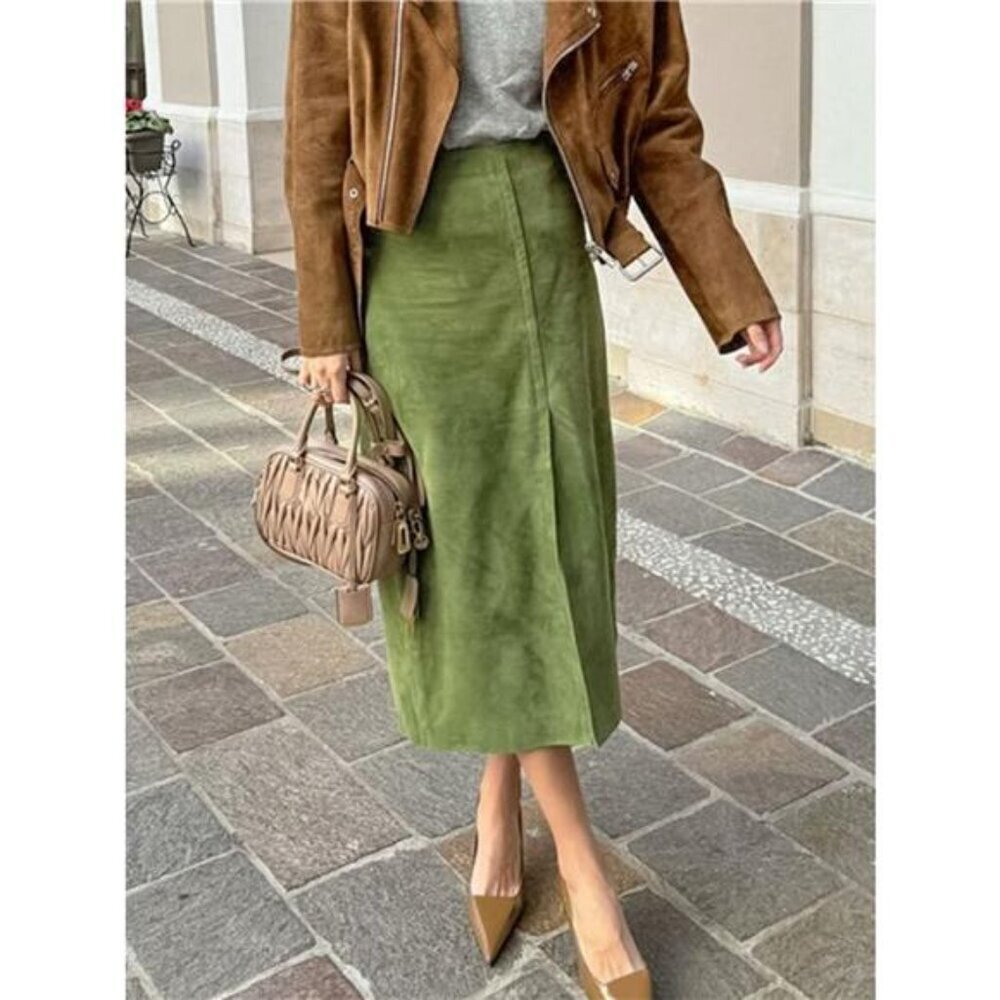 Solid Color Midi Skirt